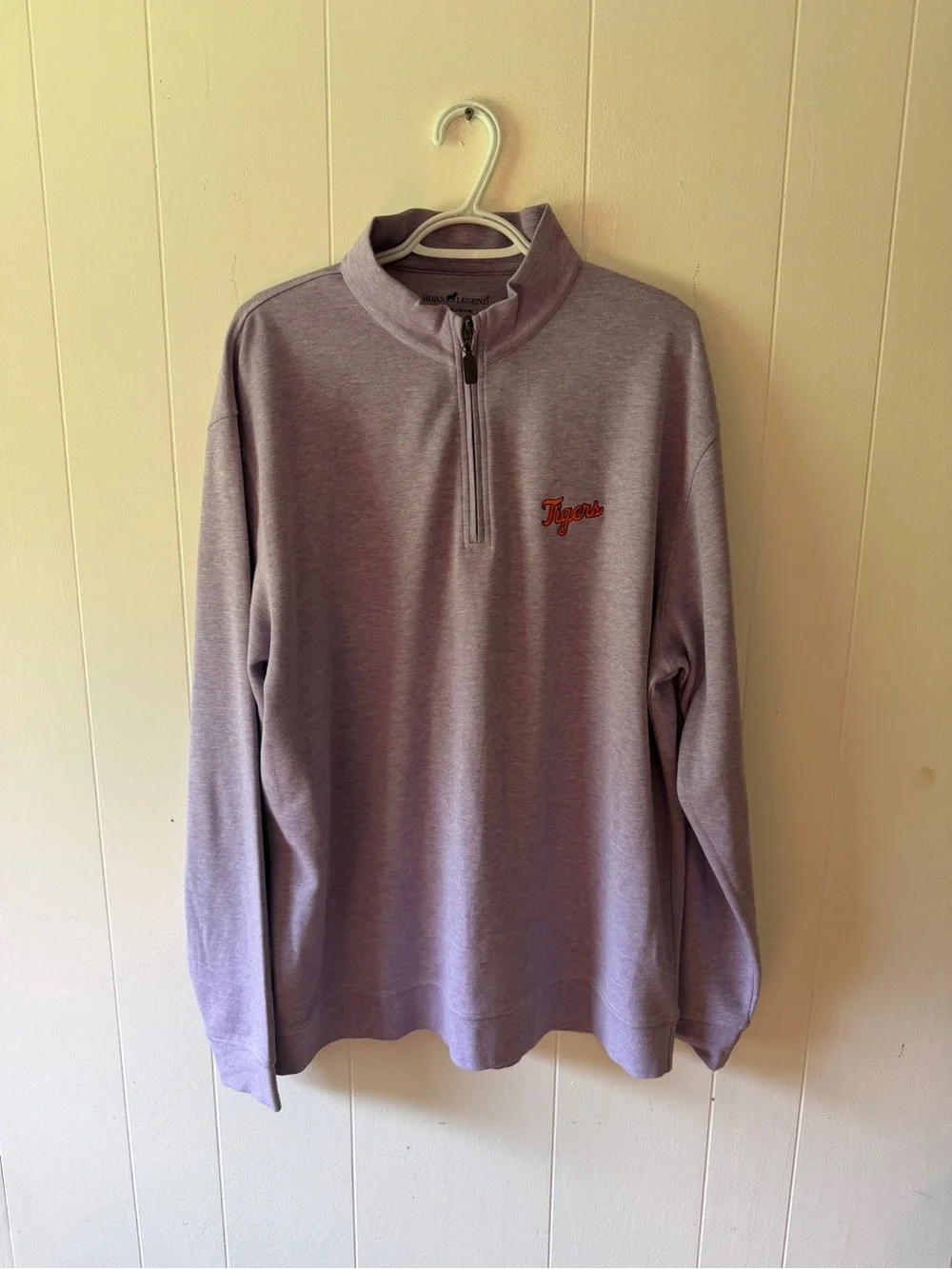 Clemson Lavender Quarter-Zip Pullover Sweatshirt with “Tigers” Embroidered Chest